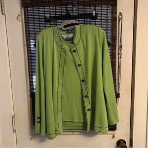 Sx M Misook green twinset career jacket tank plus